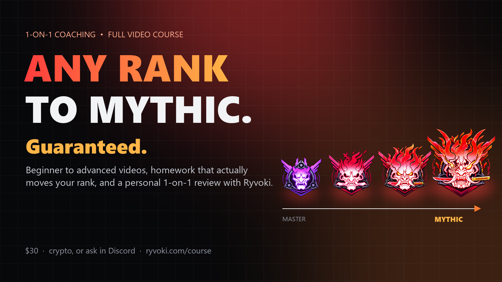 Master, Legend and Mythic badges: any rank to Mythic, guaranteed